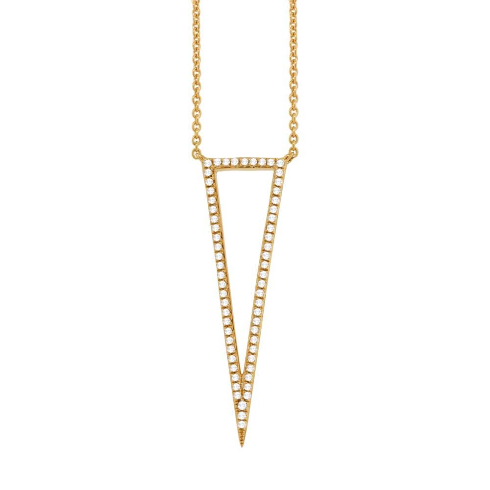14k Yellow Gold Diamond Triangle Necklace - 0.20ct