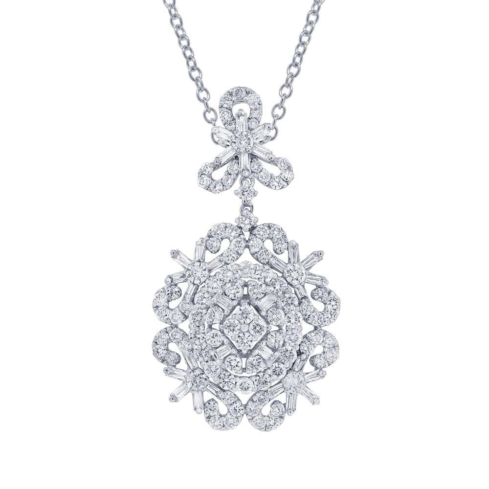 18k White Gold Diamond Pendant - 2.84ct