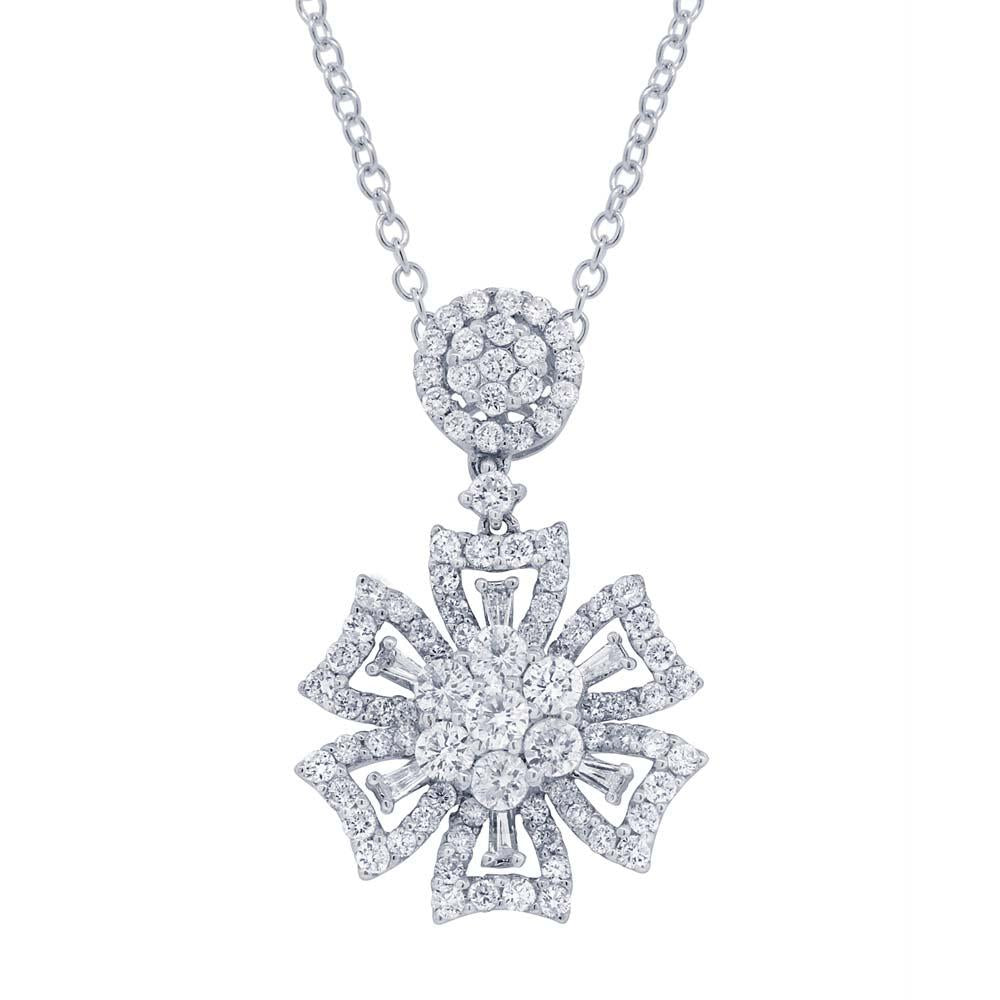 18k White Gold Diamond Pendant - 1.42ct