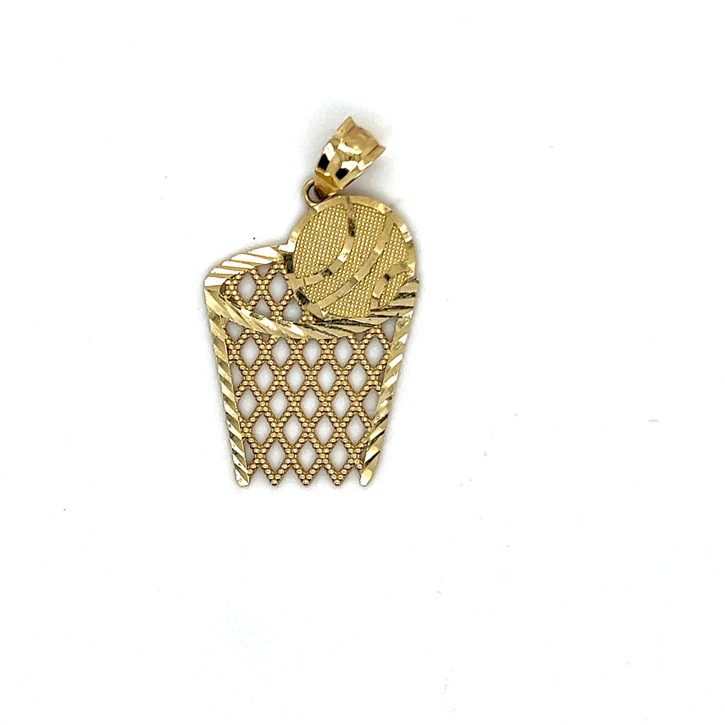 Yellow Gold Natural Diamond Basketball Pendant