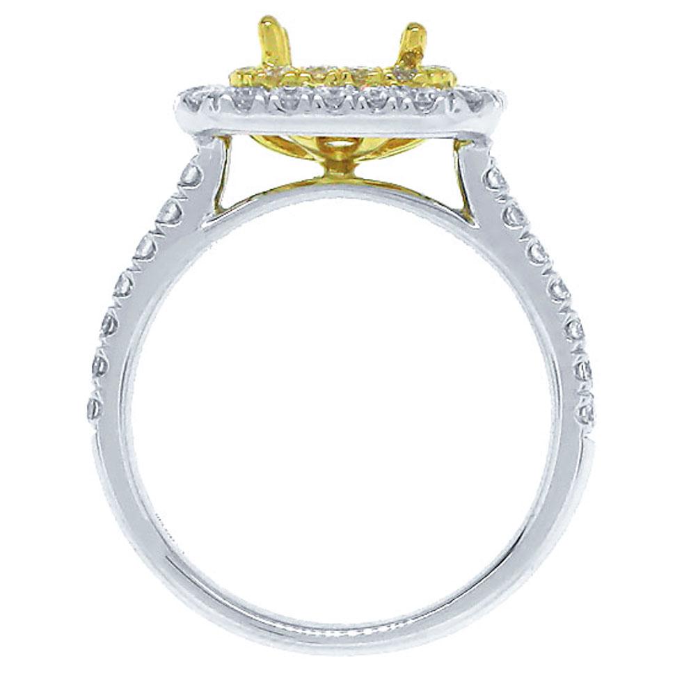 18k Two-tone Gold Diamond Semi-mount Ring - 0.87ct