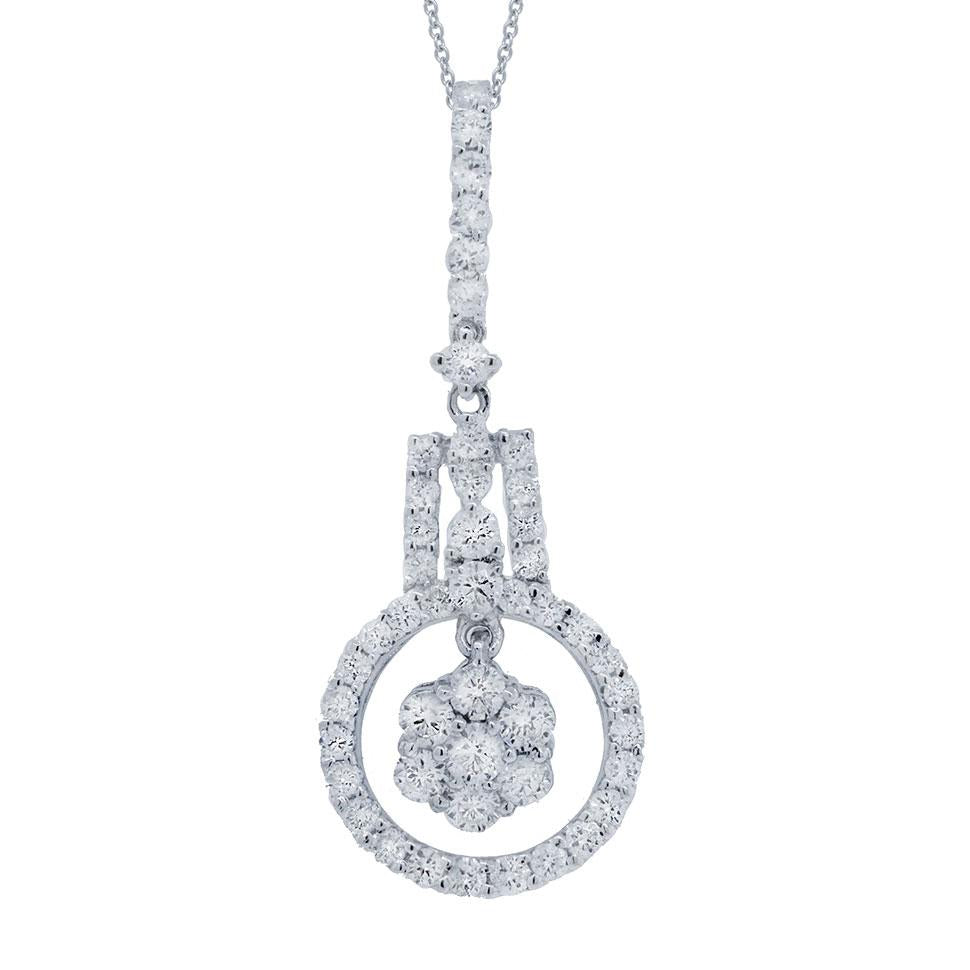 18k White Gold Diamond Pendant - 1.13ct