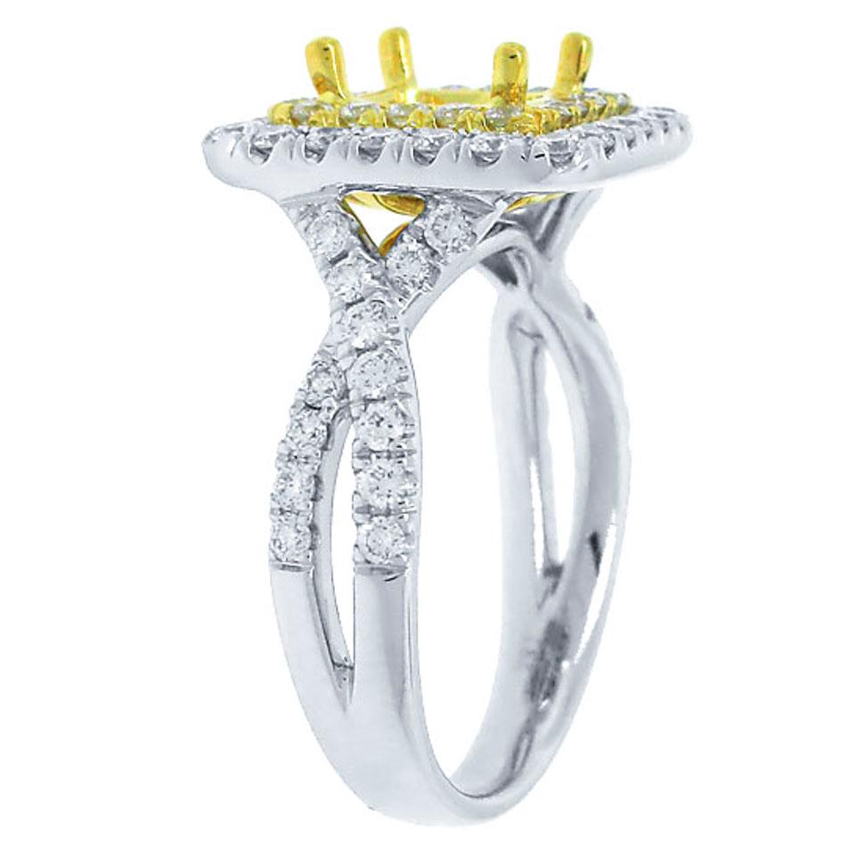 18k Two-tone Gold Diamond Semi-mount Ring - 0.98ct