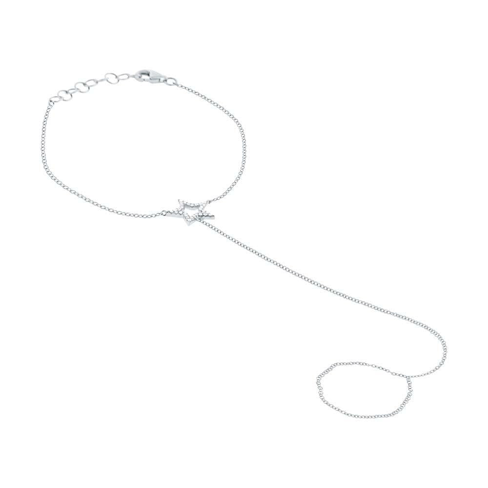 14k White Gold Diamond Star Bracelet - 0.08ct