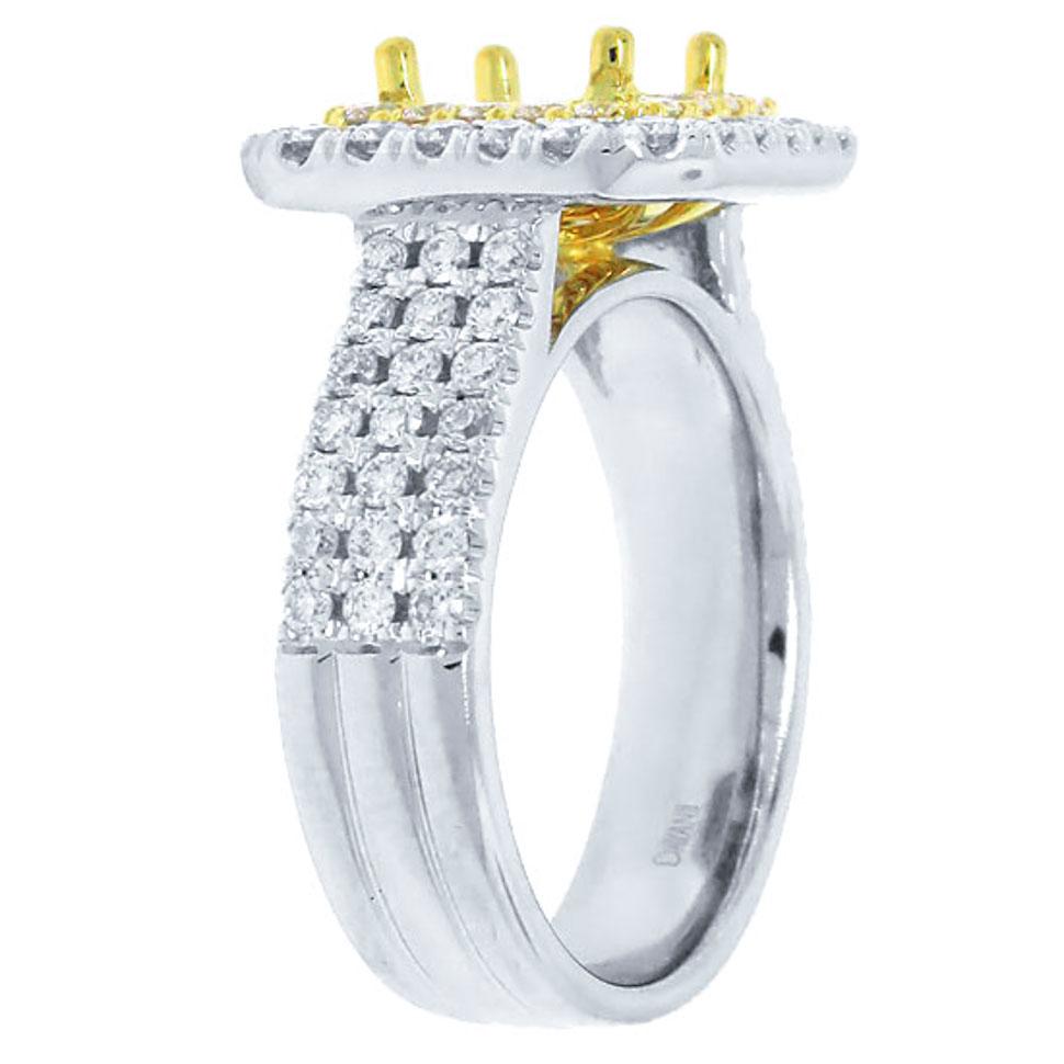 18k Two-tone Gold Diamond Semi-mount Ring - 1.08ct