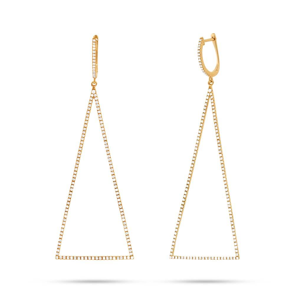 14k Yellow Gold Diamond Triangle Earring - 0.88ct