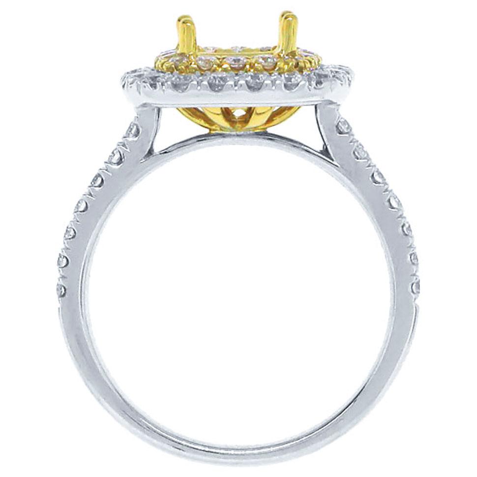 18k Two-tone Gold Diamond Semi-mount Ring - 0.73ct