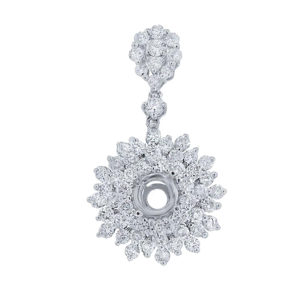 18k White Gold Diamond Semi-mount Pendant - 0.68ct