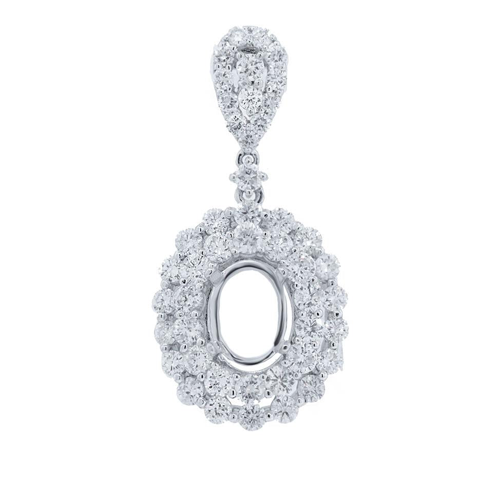 18k White Gold Diamond Semi-mount Pendant - 1.52ct