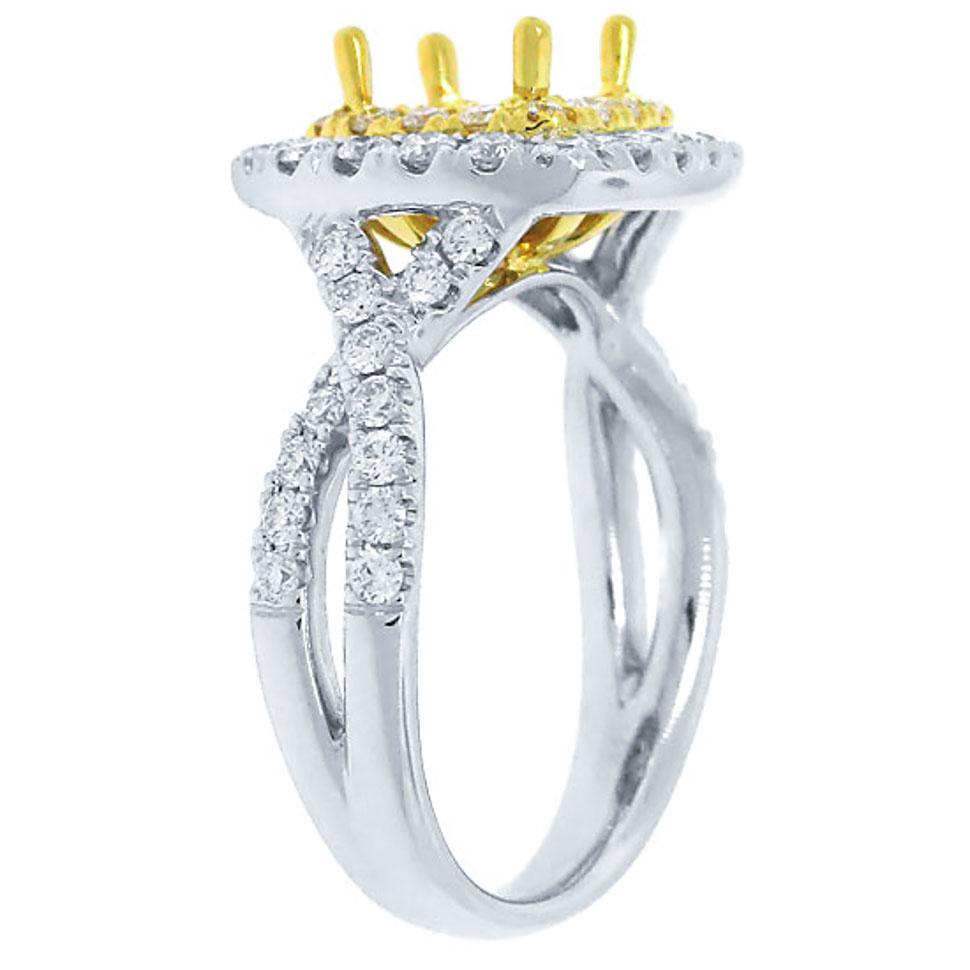 18k Two-tone Gold Diamond Semi-mount Ring - 0.92ct