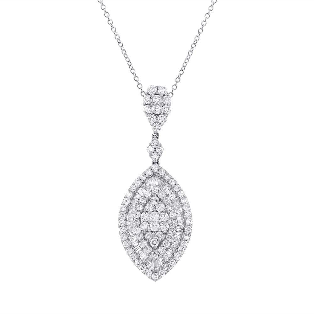 18k White Gold Diamond Pendant - 2.96ct