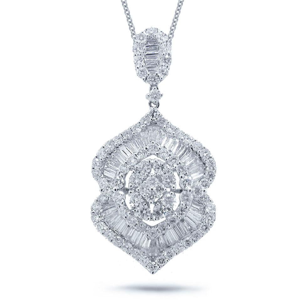 18k White Gold Diamond Pendant - 2.96ct