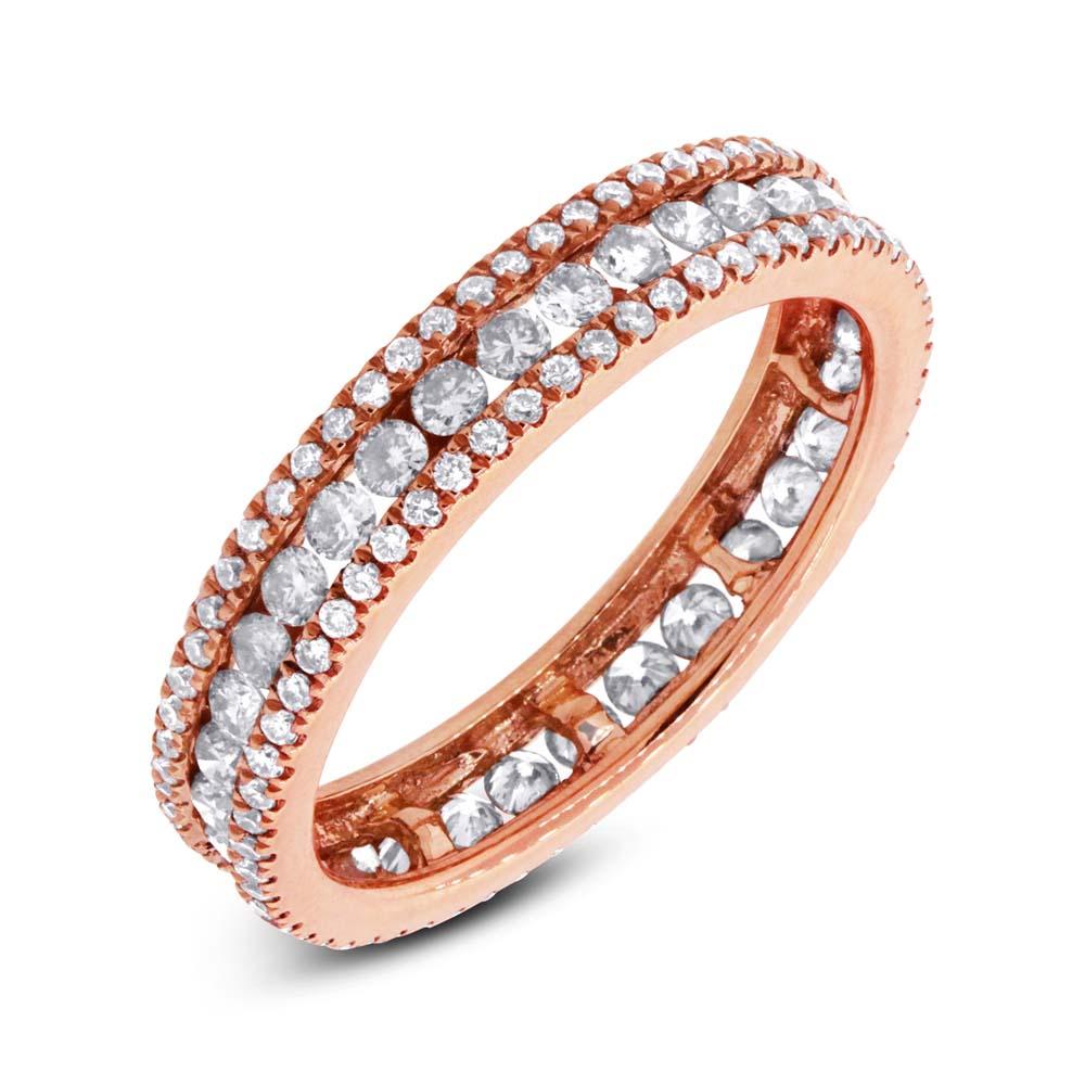 18k Rose Gold White & Champagne Diamond Eternity Band Size 5.5