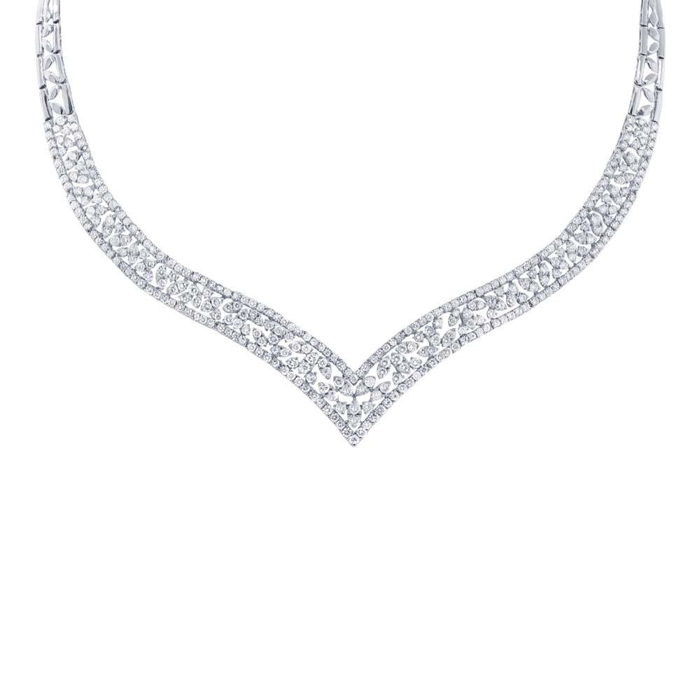 18k White Gold Diamond Necklace - 10.98ct V0086