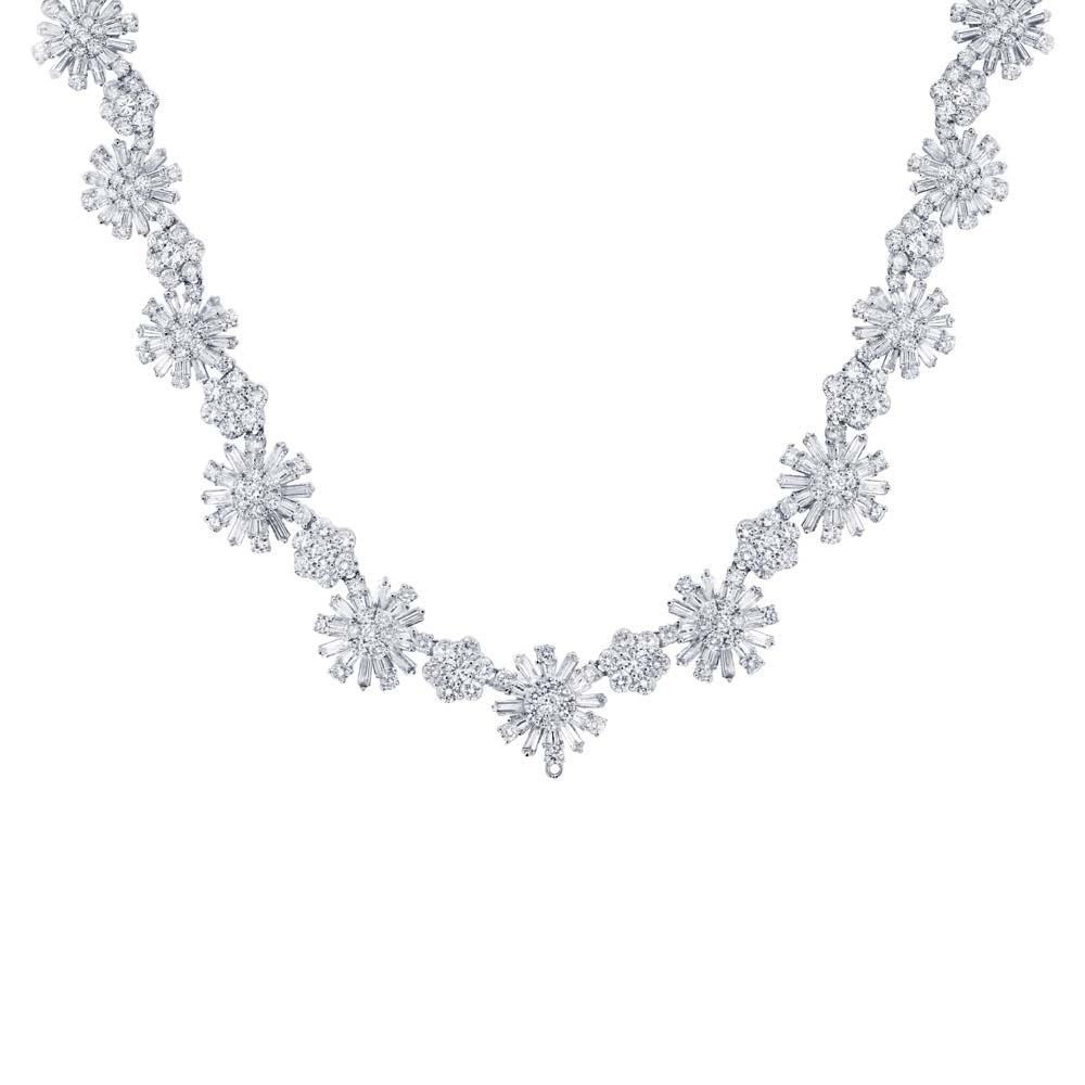 18k Classy White Gold Diamond Necklace - 12.81ct V0087