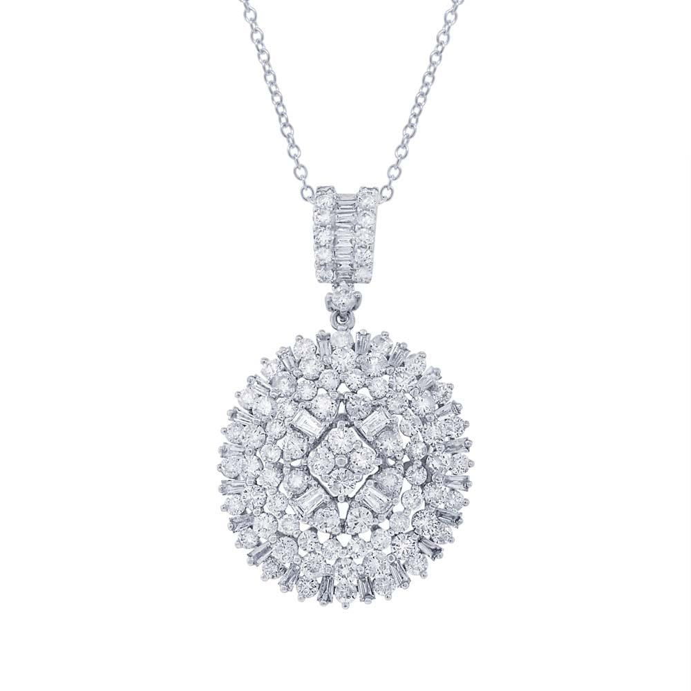 18k White Gold Diamond Pendant - 3.02ct