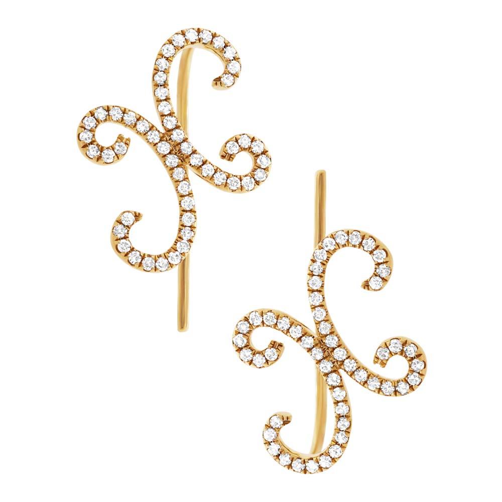 14k Yellow Gold Diamond Ear Crawler Earring