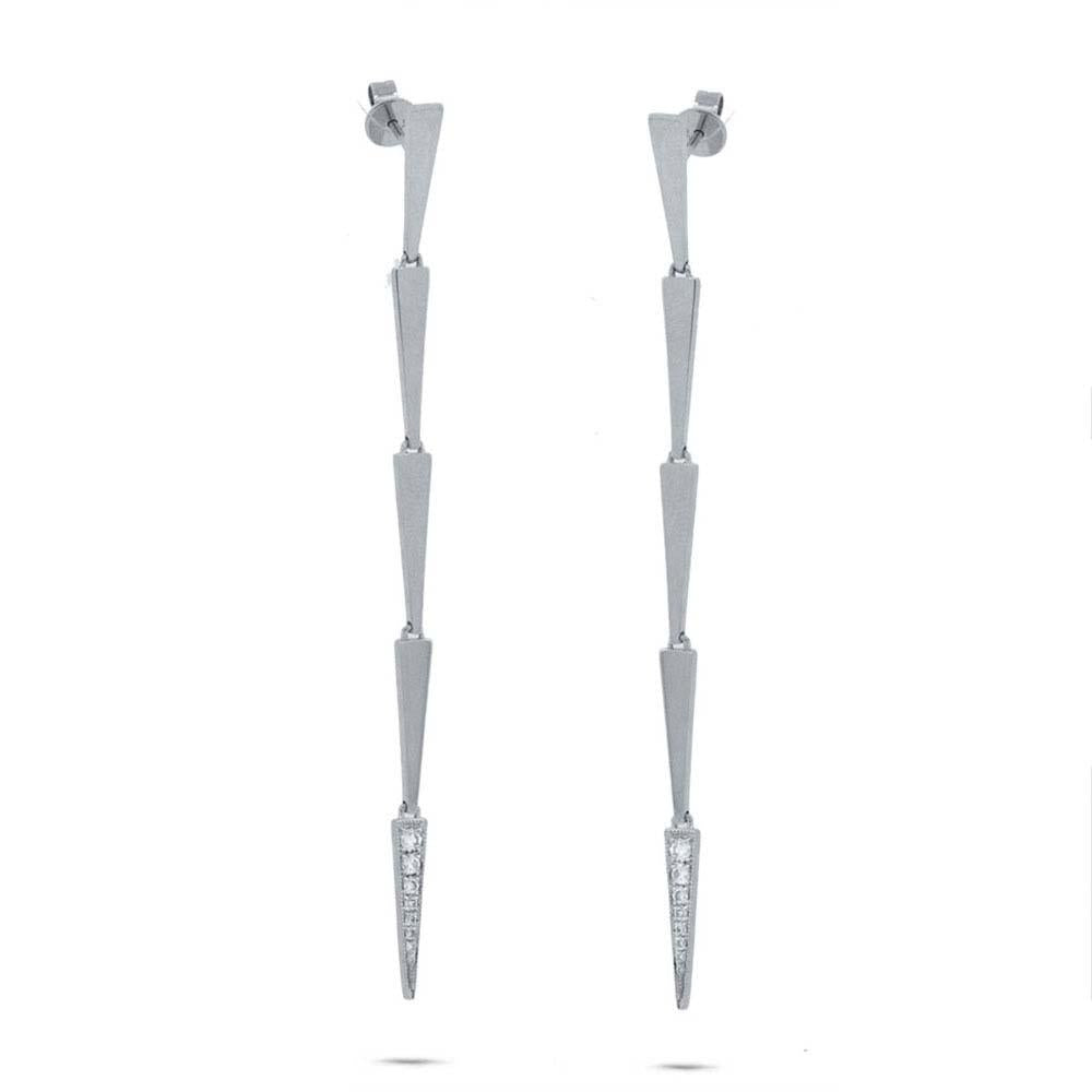 14k White Gold Diamond Triangle Earring - 0.17ct