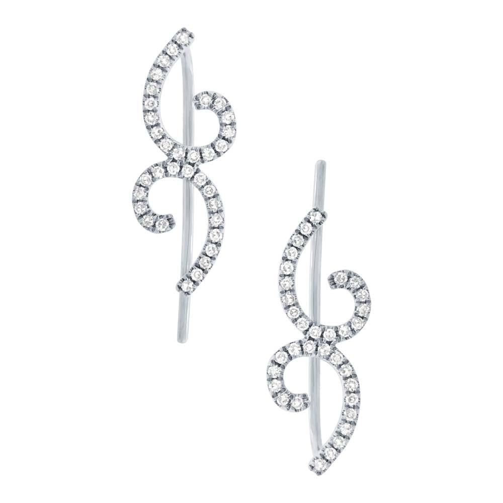 14k White Gold Diamond Ear Crawler Earring