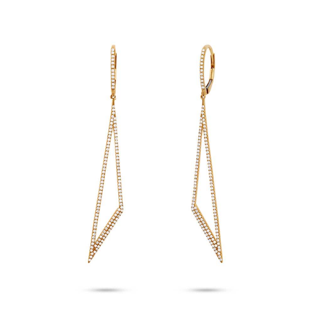 14k Yellow Gold Diamond Triangle Earring - 0.65ct