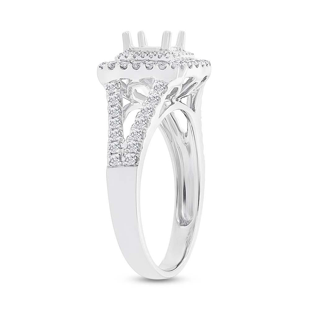 14k White Gold Diamond Semi-mount Ring for 4.5x4.5mm Center - 0.57ct