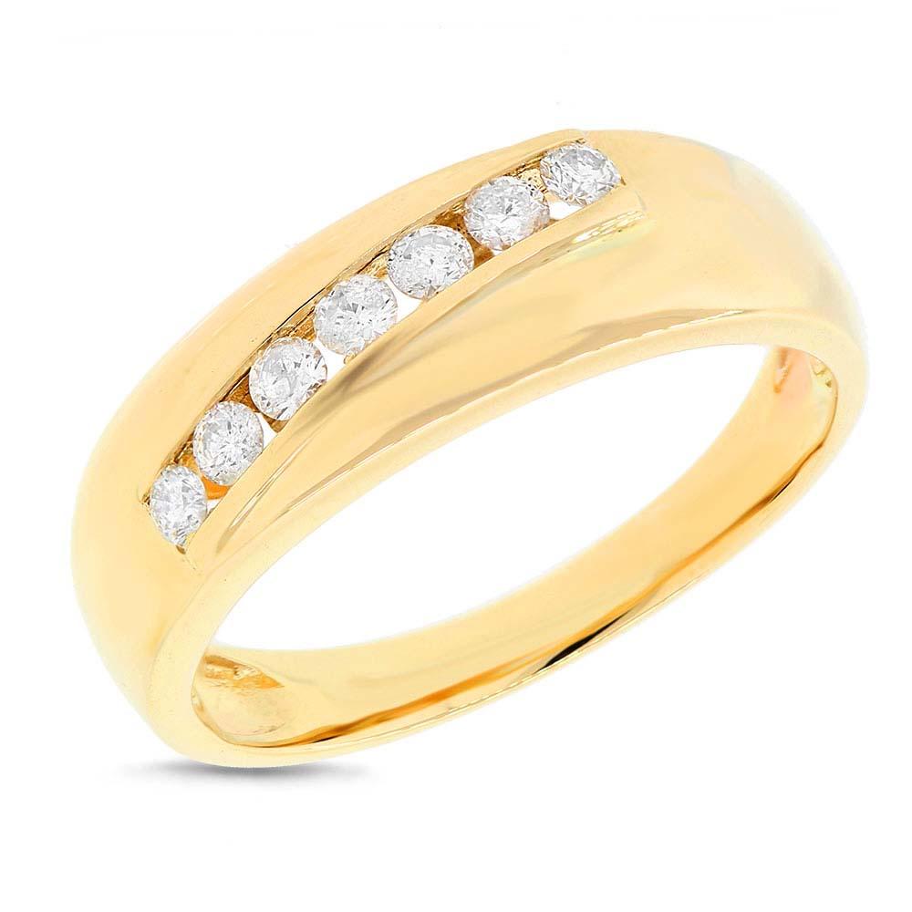 14k Yellow Gold Diamond Men's Band - 0.37ct