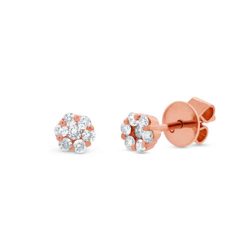 18k Rose Gold Diamond Cluster Stud Earring - 0.24ct