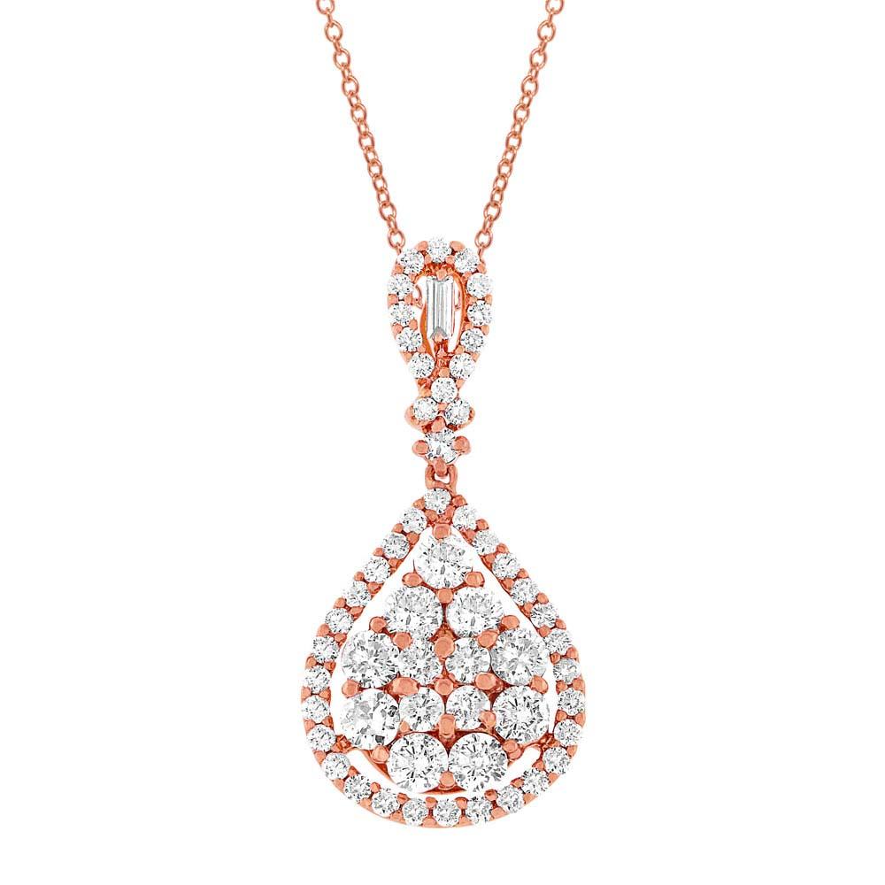 18k Rose Gold Diamond Pendant - 1.74ct