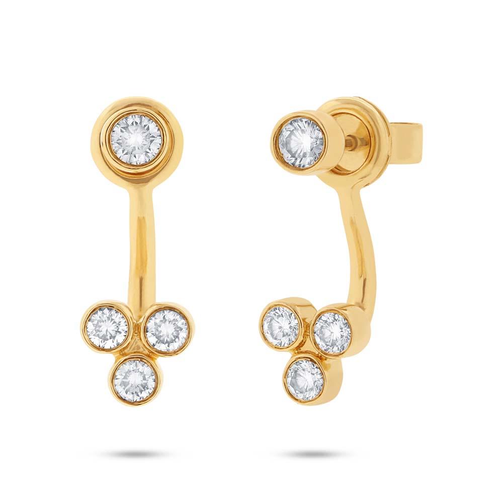 14k Yellow Gold Diamond Ear Jacket Earring with Studs