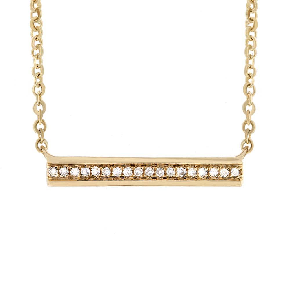 14k Yellow Gold Diamond Bar Pendant