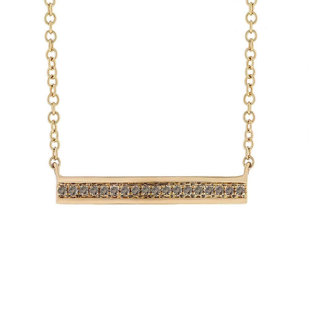 14k Yellow Gold Champagne Diamond Bar Pendant