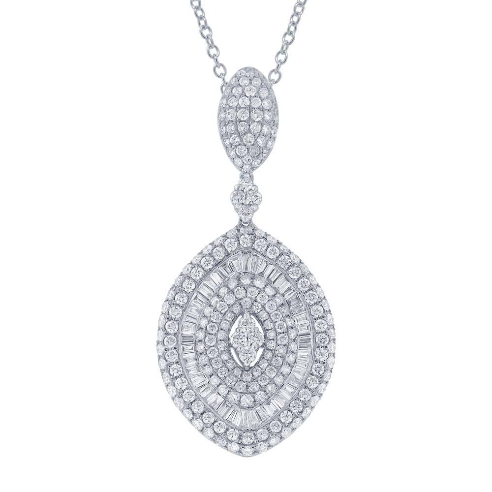 18k White Gold Diamond Pendant - 3.76ct