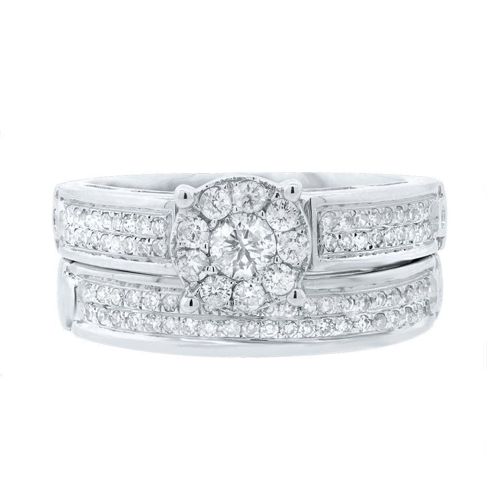 14k White Gold Diamond Wedding Set - 0.54ct