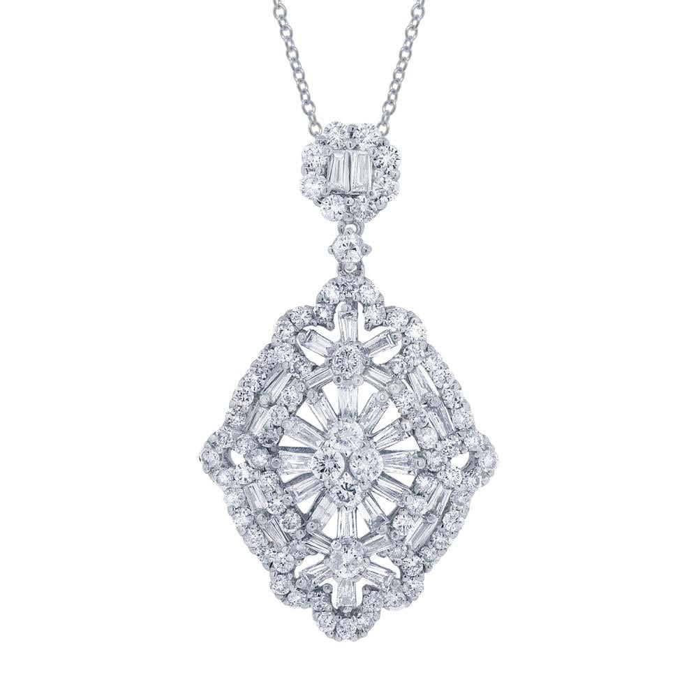 18k White Gold Diamond Pendant - 2.44ct