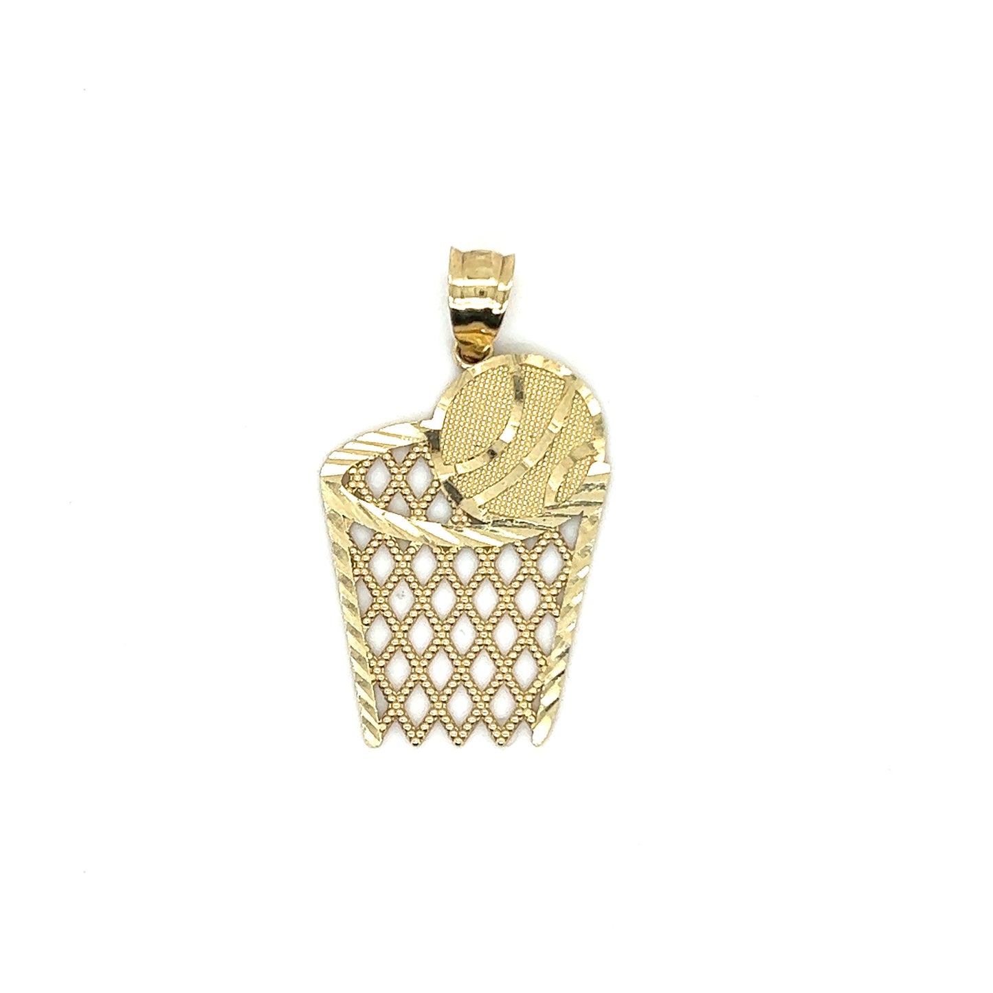 Yellow Gold Natural Diamond Basketball Pendant