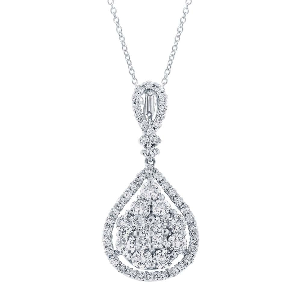 18k White Gold Diamond Pendant - 1.74ct