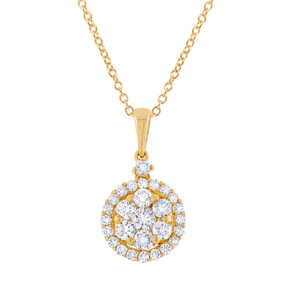 18k Yellow Gold Diamond Cluster Pendant - 0.56ct