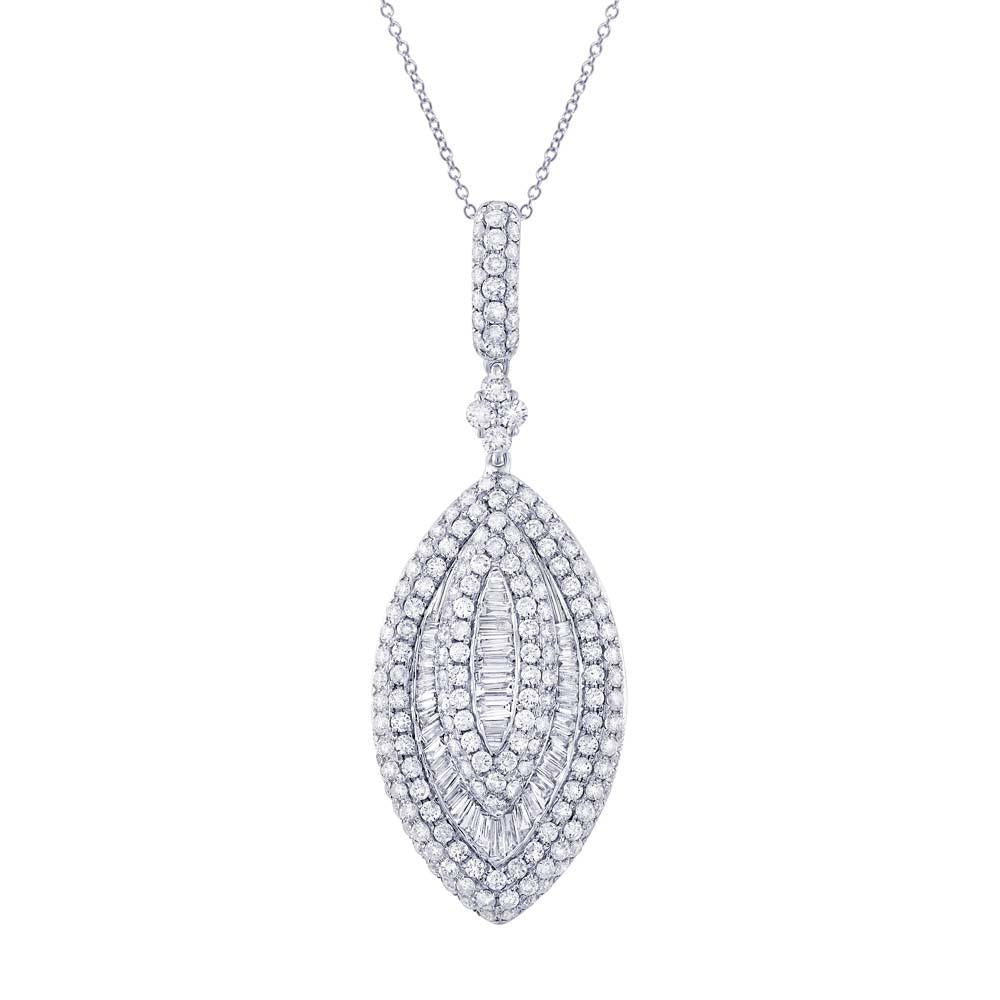 18k White Gold Diamond Pendant - 2.54ct