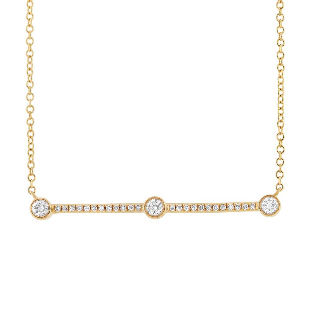 14k Yellow Gold Diamond Bar Necklace