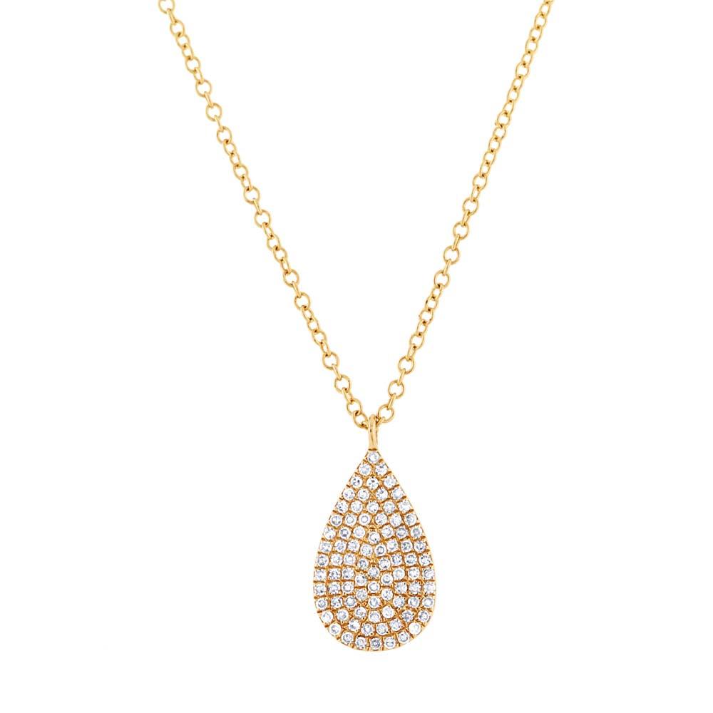14k Yellow Gold Diamond Pave Pendant - 0.19ct