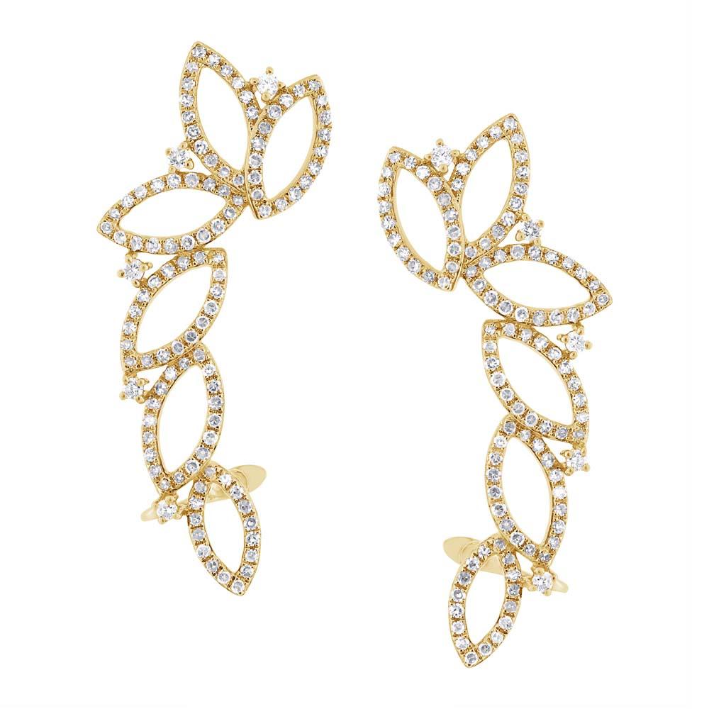 14k Yellow Gold Diamond Ear Crawler Earring
