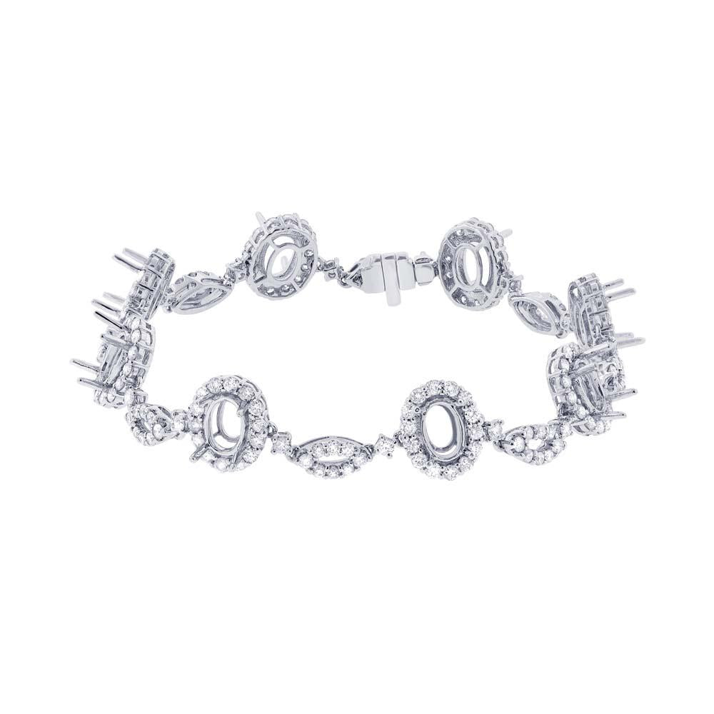 18k White Gold Diamond Semi-mount Bracelet - 3.04ct