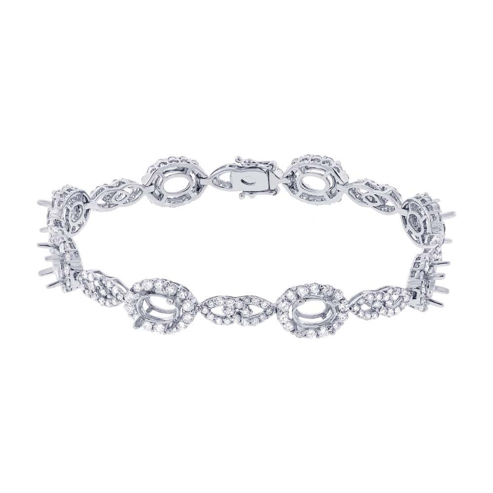 18k White Gold Diamond Semi-mount Bracelet - 4.47ct