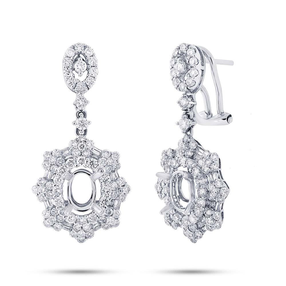 18k White Gold Diamond Semi-mount Earring - 2.40ct