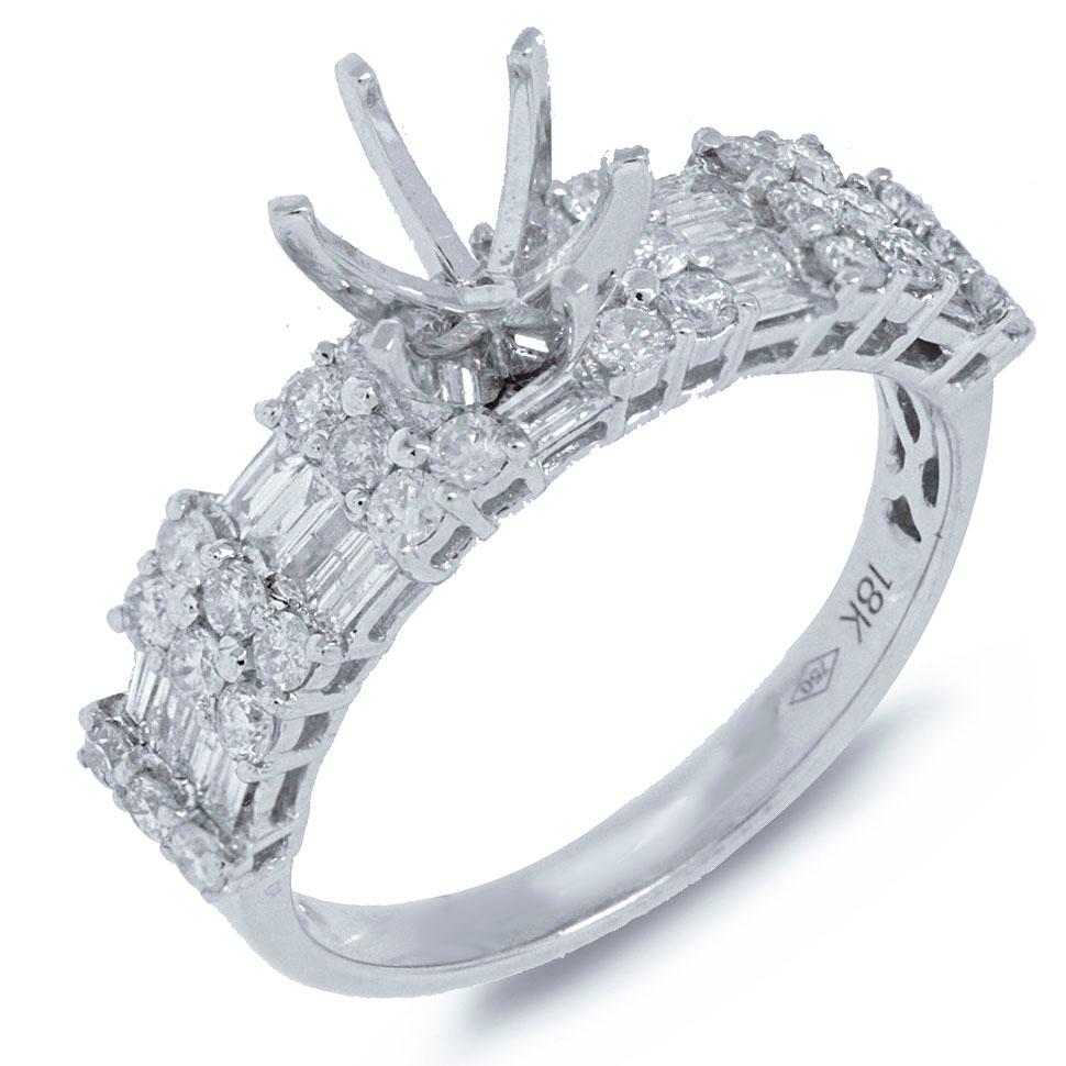 18k White Gold Diamond Semi-mount Ring - 0.98ct