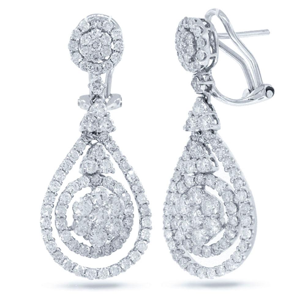 18k White Gold Diamond Earring - 3.16ct