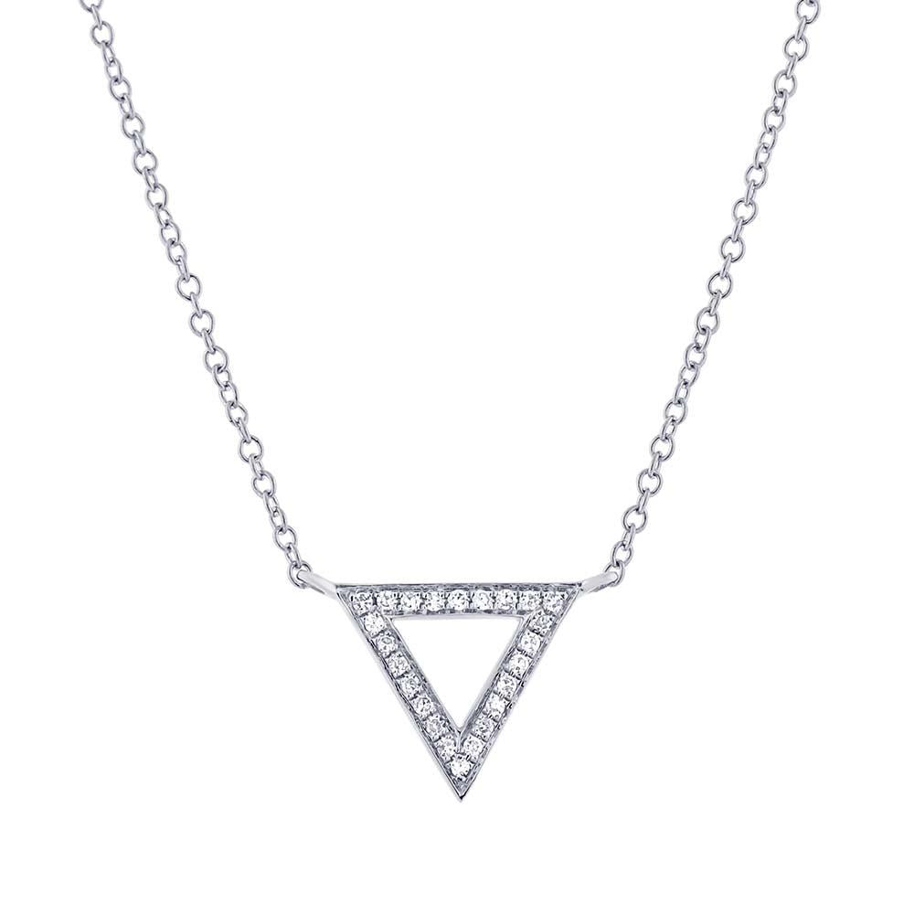 14k White Gold Diamond Triangle Pendant - 0.07ct