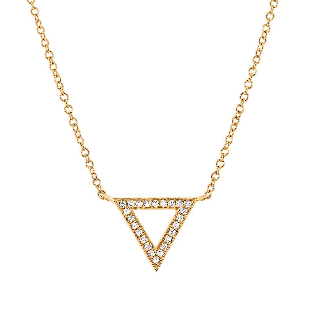 14k Yellow Gold Diamond Triangle Pendant - 0.07ct