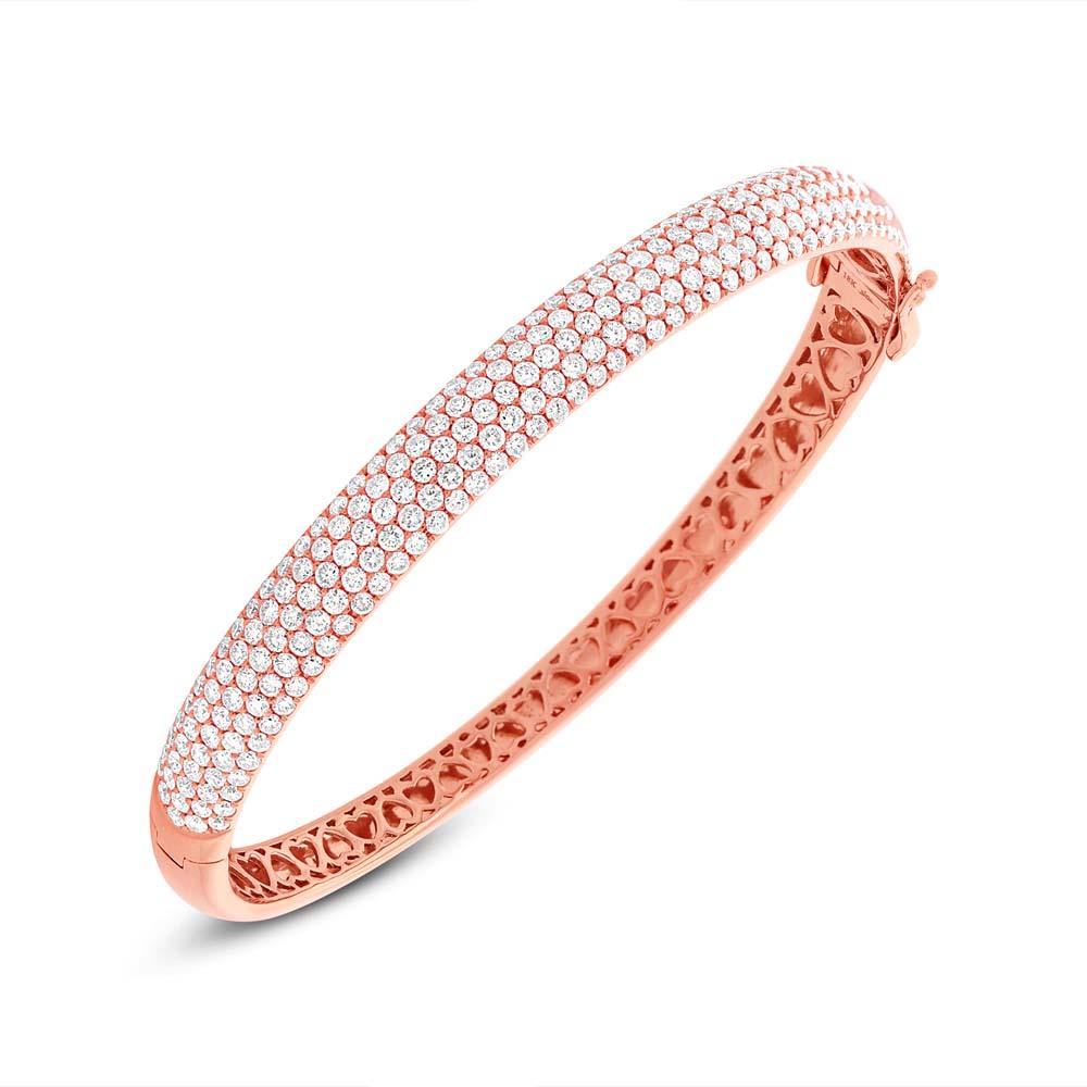 18k Rose Gold Diamond Bangle - 5.88ct