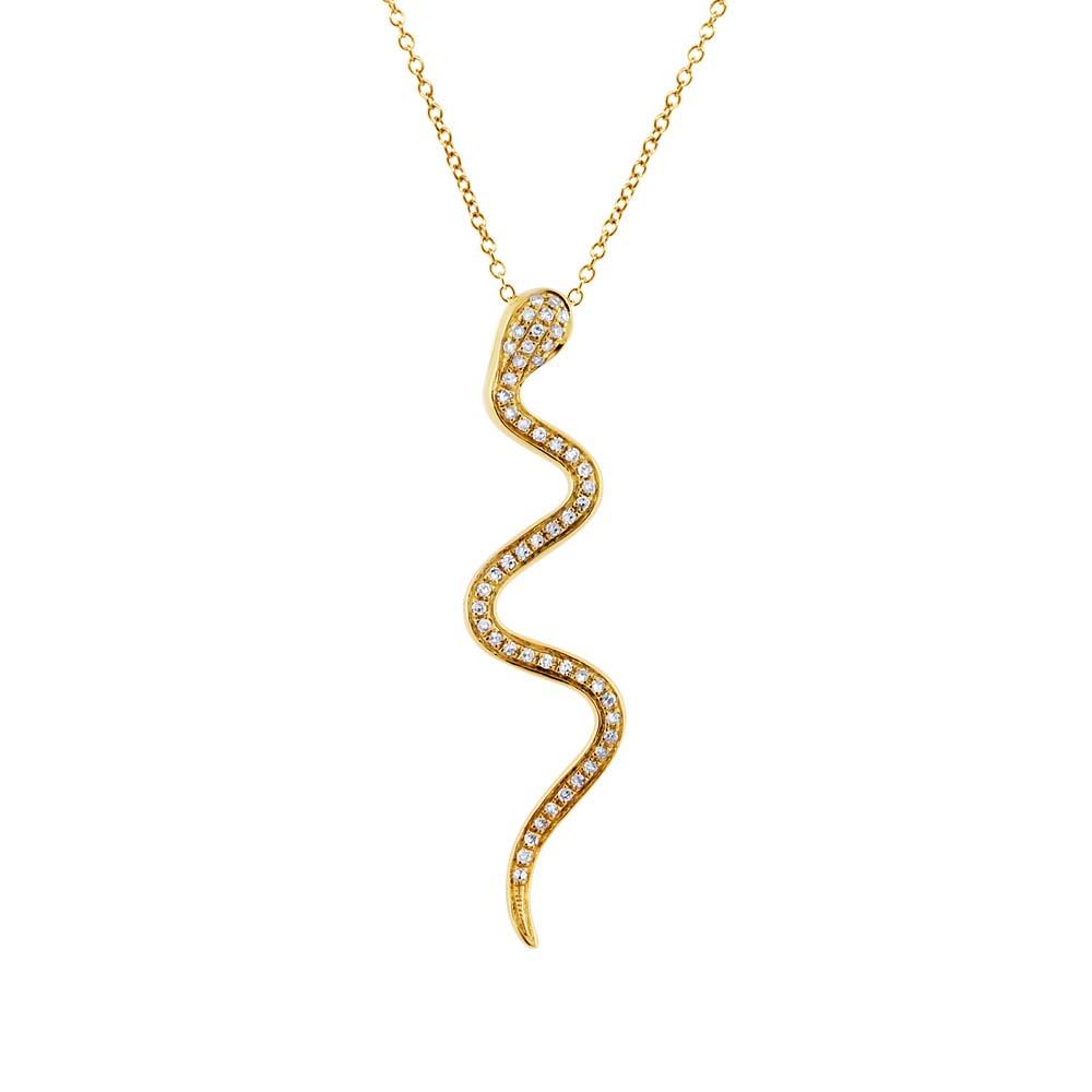 14k Yellow Gold Diamond Snake Pendant - 0.19ct